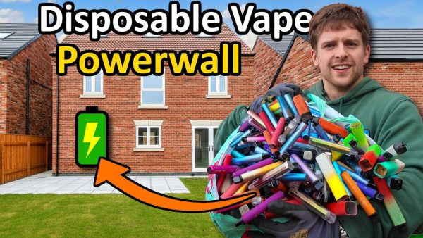 Ingeniero británico construye una batería mural de 2.52 kWh con 500 vapers reciclados y alimenta todo su taller durante 3 días