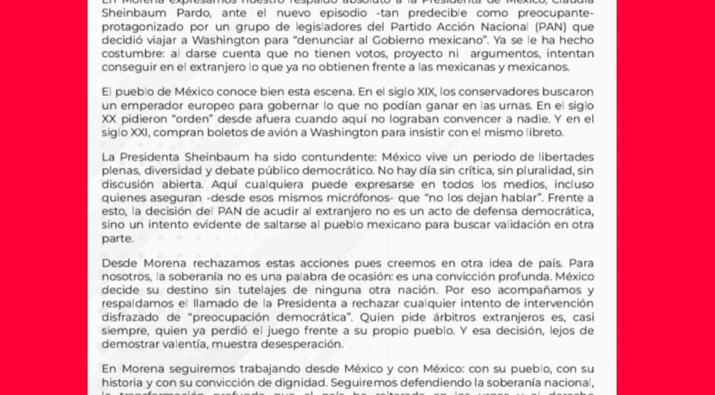 “No entienden que no entienden” || Alcalde acusa al PAN de sometimiento extranjero por llevar el 15N a Washington