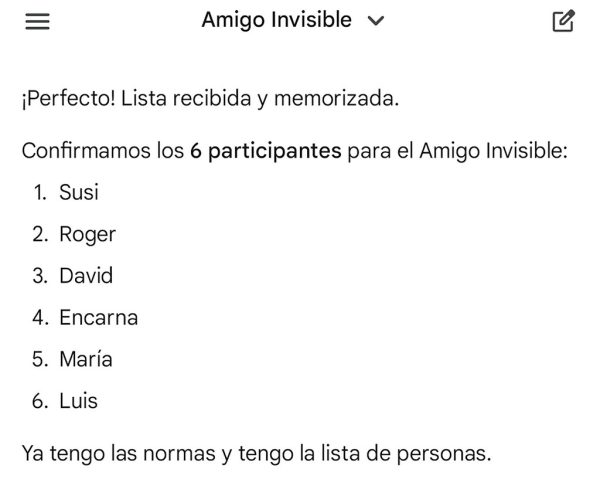 Llevo años usando WhatsApp para organizar el amigo invisible. Gemini me ha demostrado que lo hace mejor
