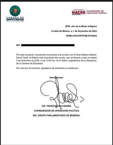 Pedro Haces invita a rabino, promotor del genocidio; causa rechazo de Morena