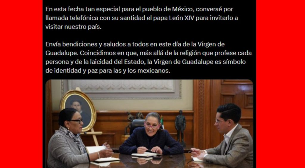 Sheinbaum conversa con el papa León XIV y reitera su llamado a visitar México
