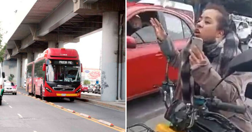 Mujer es detenida por ir en carril del Metrobús y todavía se puso brava