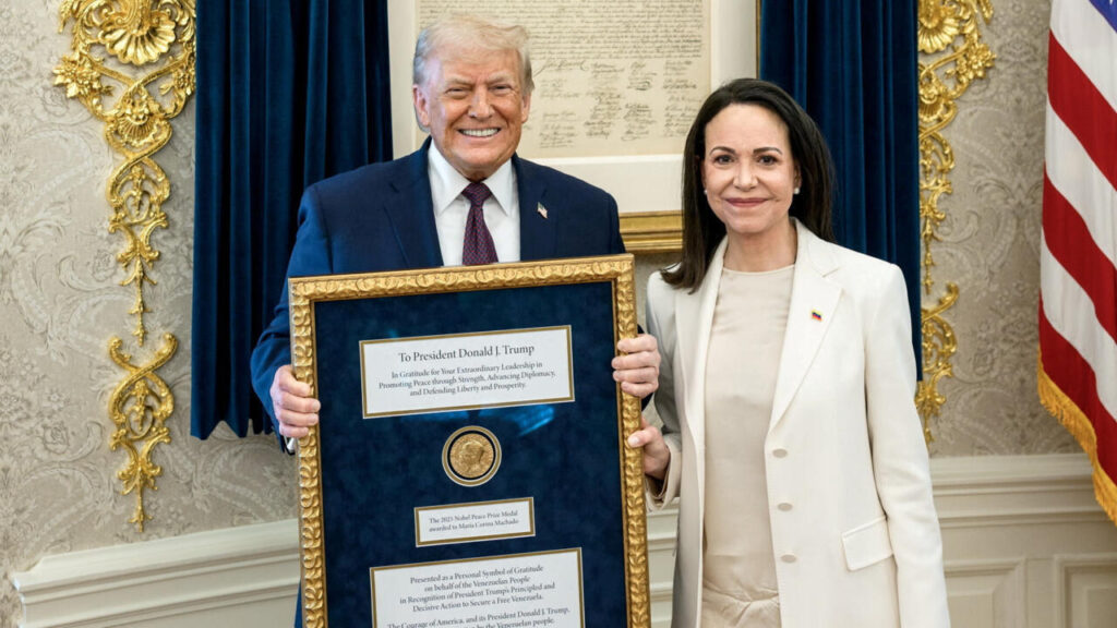 Trump elogia el "maravilloso" gesto de María Corina Machado al recibir su Nobel de la Paz