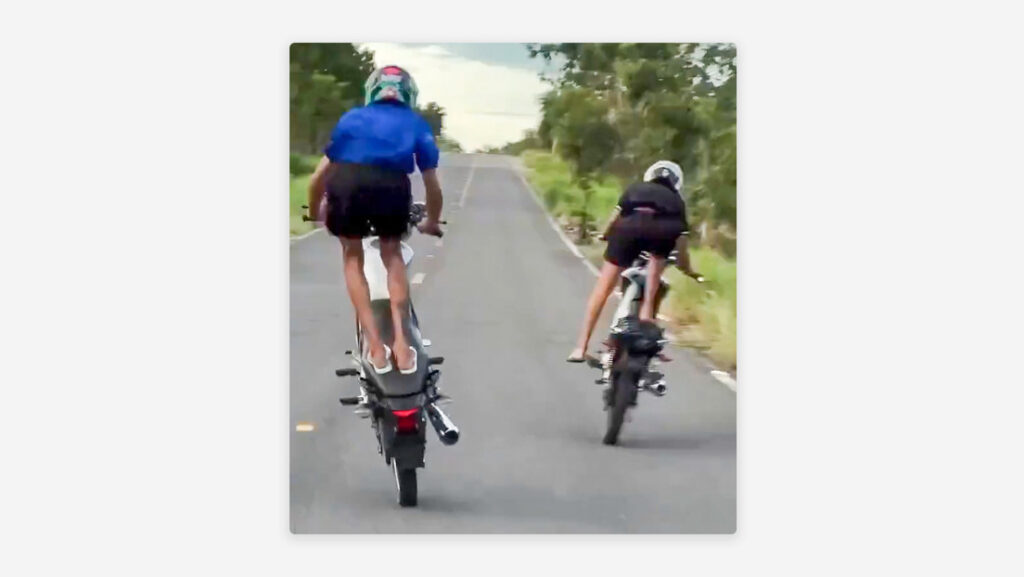 VIDEO: Motociclistas convierten vía pública en pista de acrobacias y termina con una tensa escena