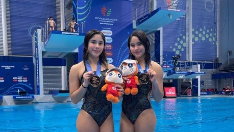 Mía y Lía Cueva brillan en la Copa Mundial de clavados y dan bronce a México