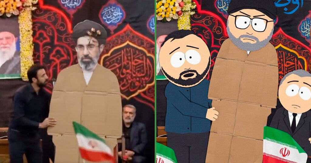 Se hizo canon: Irán pone en reunión cartón con la cara de su nuevo líder