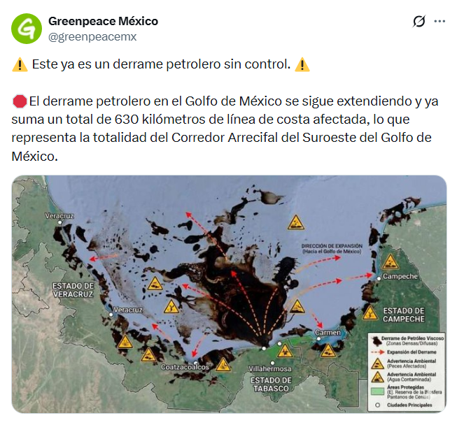 Sheinbaum desmiente imagen de Greenpeace sobre derrame en el Golfo