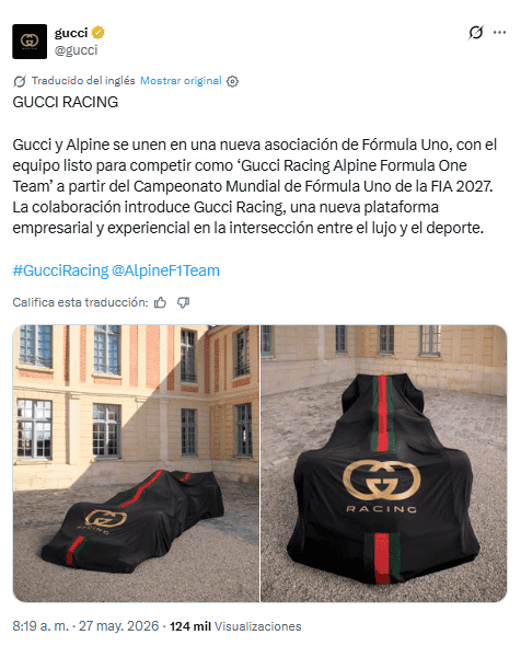 Gucci entra a la F1: anuncian acuerdo millonario con Alpine
