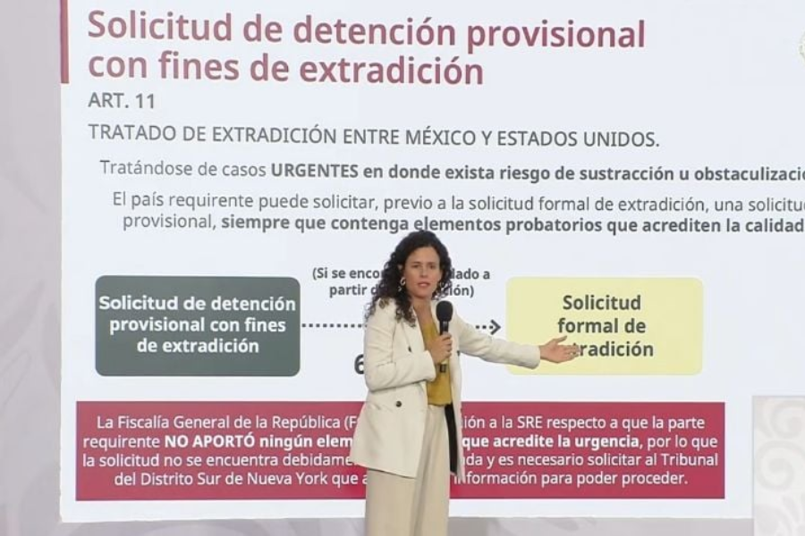 Luisa María Alcalde aclara que EU no envió pruebas en solicitud de detención de Rocha Moya