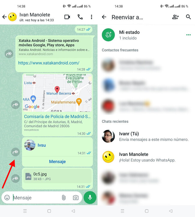 Qué significa el icono de la doble flecha que aparece en WhatsApp