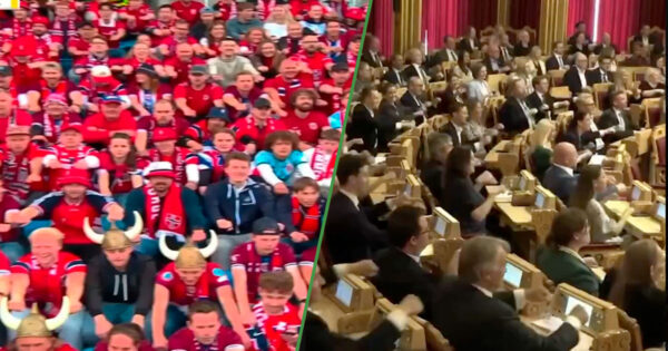 Parlamento noruego hizo la celebración como vikingos de su Selección
