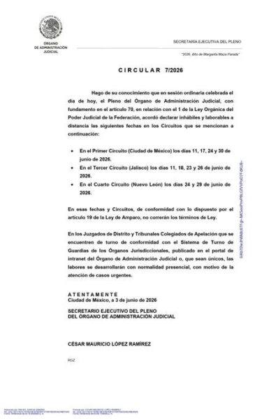 Poder Judicial suspenderá labores durante Mundial