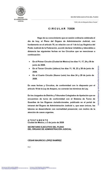 Poder Judicial suspenderá labores durante Mundial