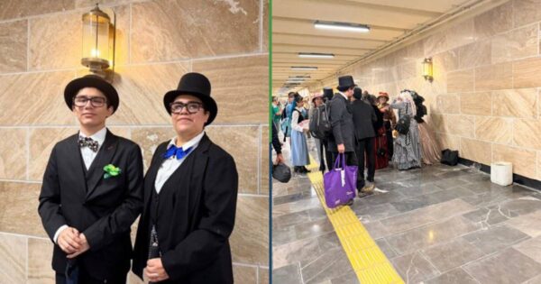 Qué finura la de Honduras: se juntaron personas con corsé y sombreros en el Metro Hidalgo