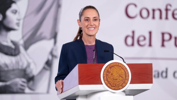 Claudia Sheinbaum durante la conferencia matutina del 2026-08-26