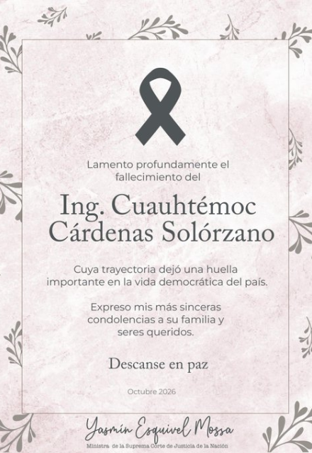 Cárdenas contribuyó a la democratización del país; SCJN guarda minuto de silencio - Ilustración 1