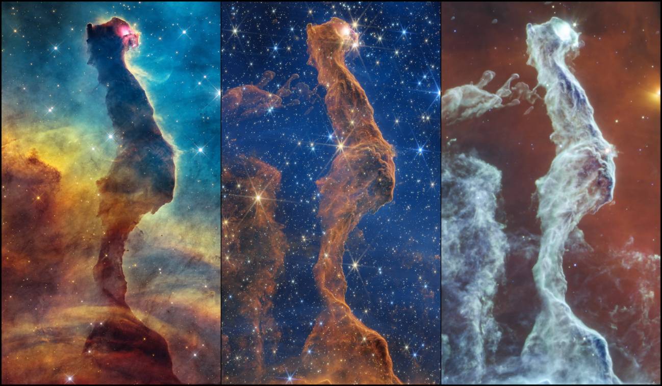 Los telescopios espaciales Webb y Hubble encuentran una nebulosa con forma de cabeza de gato - Ilustración 1